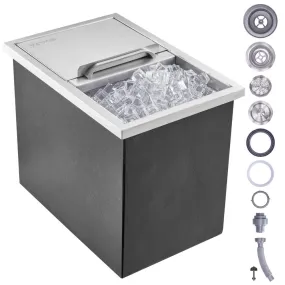 VEVOR 26,7 liter drop-in ijsbox, 456 x 304 x 371 mm roestvrijstalen ijskoeler, commerciële ijscontainer met schuifdeksel, ingebo