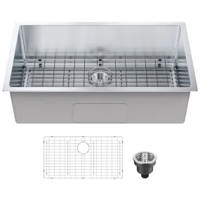 VEVOR 763 x 433 mm keukenspoelbak inbouwspoelbak, onderbouwspoelbak met enkele bak en accessoires, spoelbak voor huishoudelijke 