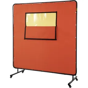 VEVOR Lasgordijn 1,83x1,83 m Lasscherm Frame Rood Vlamvertragend Lasgordijn van Glasvezel en Koolstofstaal Geschikt voor Laswerk